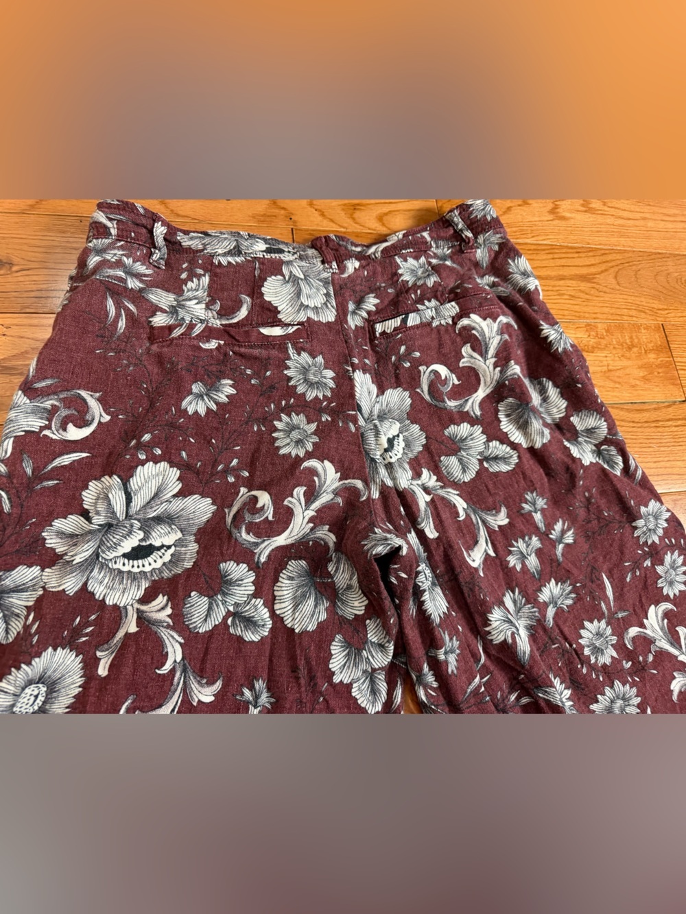 Anthropologie Low-Rise Wide Leg Linen Blend Floral Pants - Picture 4 of 9